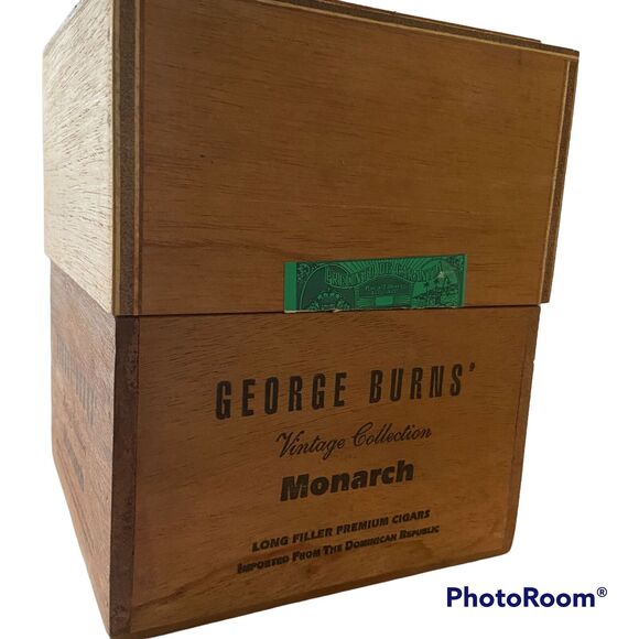 George Burns Monarch Collection Tall Wooden Cigar Box Humidor Wood 25 Vintage - Picture 1 of 10
